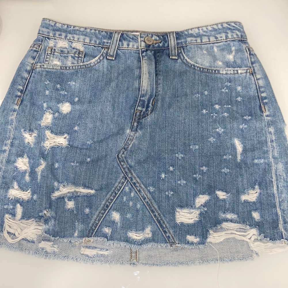 Flying Monkey Distressed Denim Mini Skirt